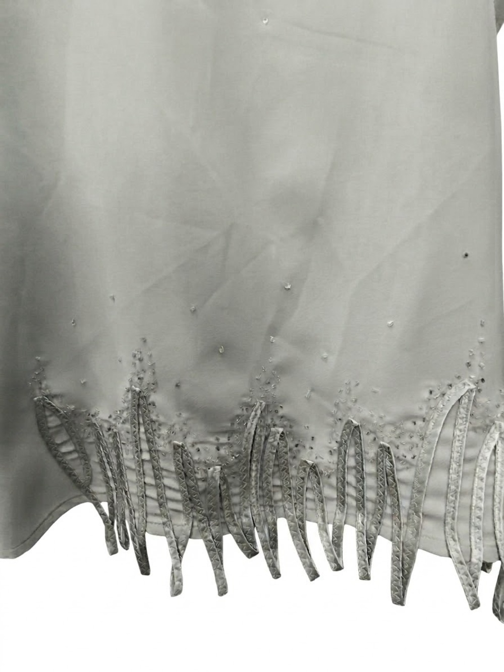 Vintage Psalm: CIV Muted Sage Green Beaded Fringed Blouse Top Plus Size 22W SL - Picture 5 of 9
